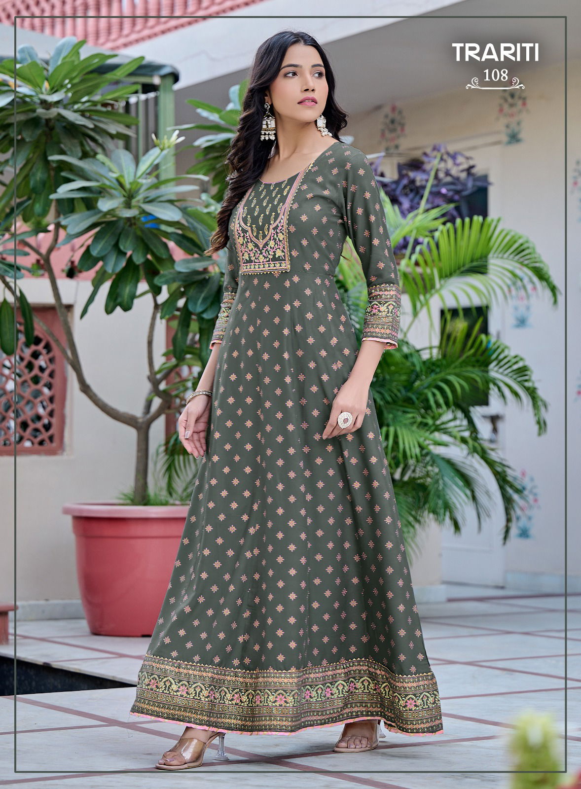 Trariti 101 Rayon Printed Long Anarkali Kurtis Wholesale Price In Surat
